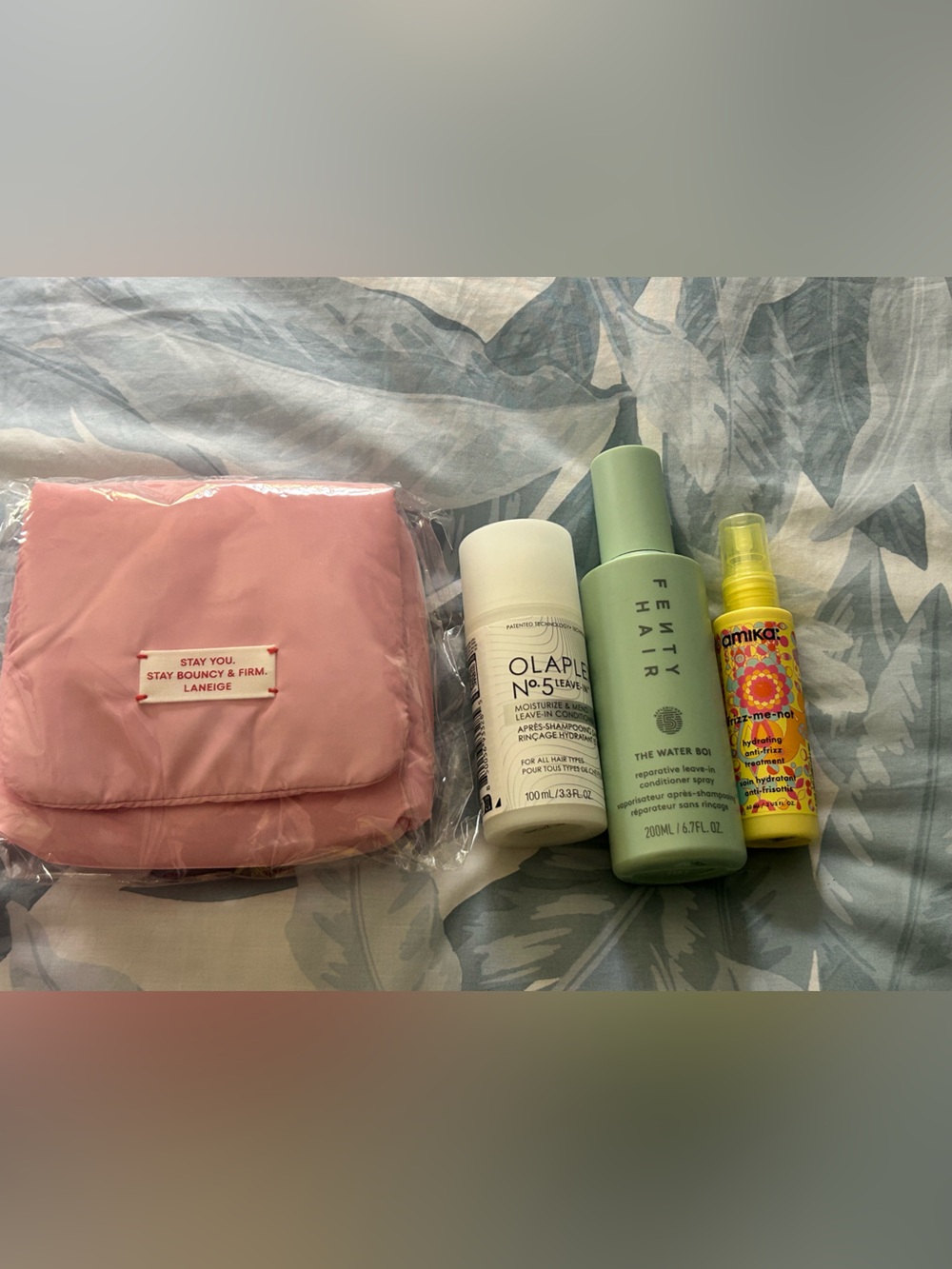 Fenty The Water Boi + Olaplex No.5 Amika anti-frizz with Pink Pouch